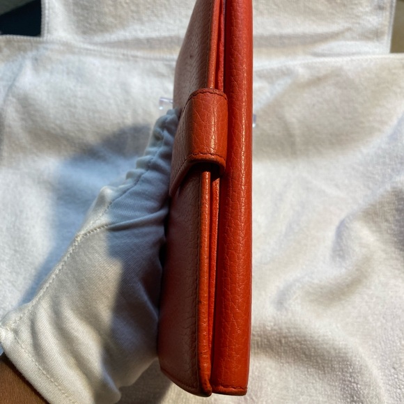 Gucci authentic pre owned reddish/orange pebble leather long wallet - - Picture 5 of 9